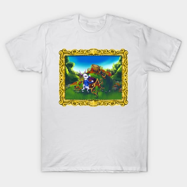 Framed White Rabbit T-Shirt by bricesondennis